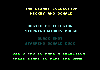 Disney Collection, The (Europe) Title Screen